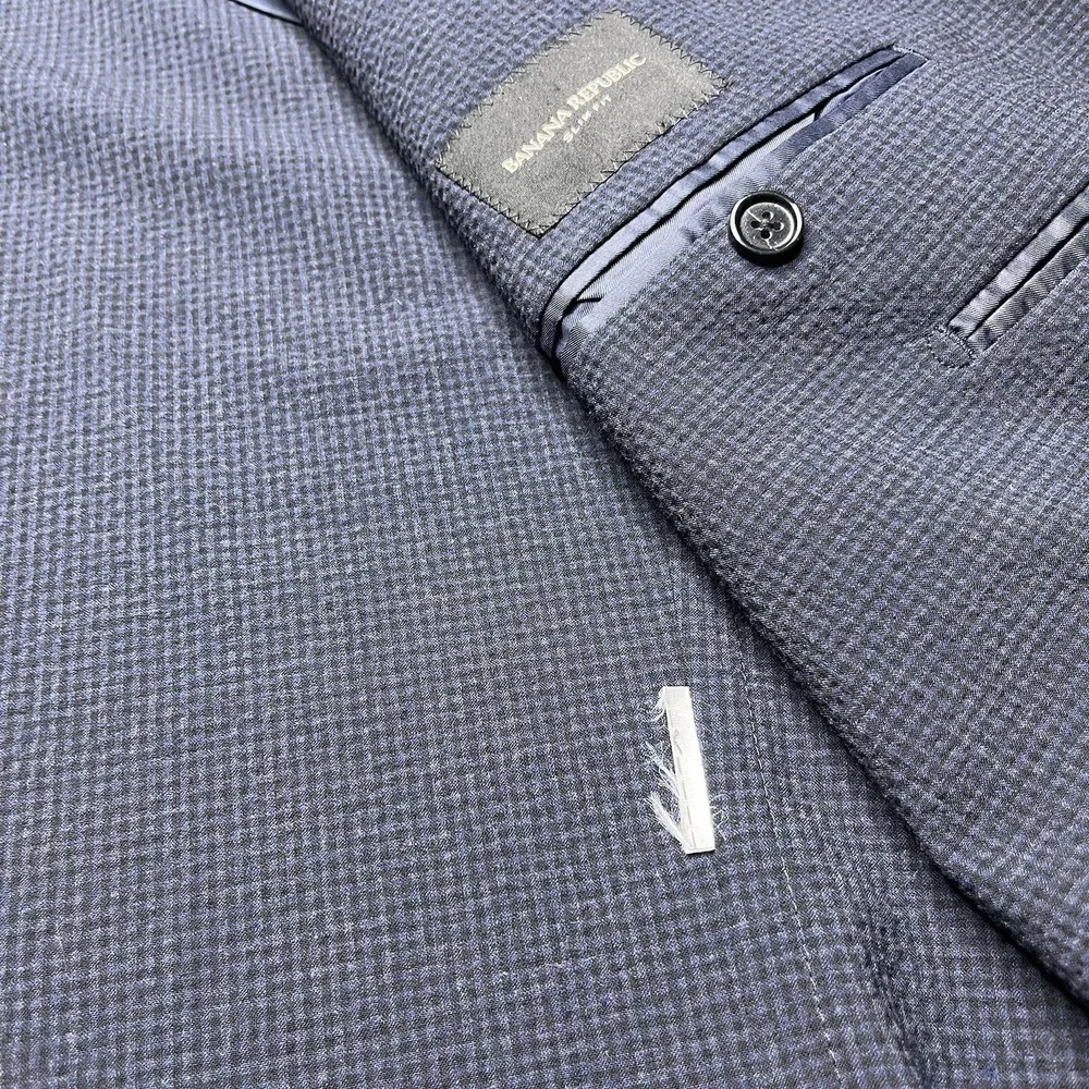 Banana Republic Slim Fit Unstructured Textured Wool Sportscoat Blue Mens Sz 42R